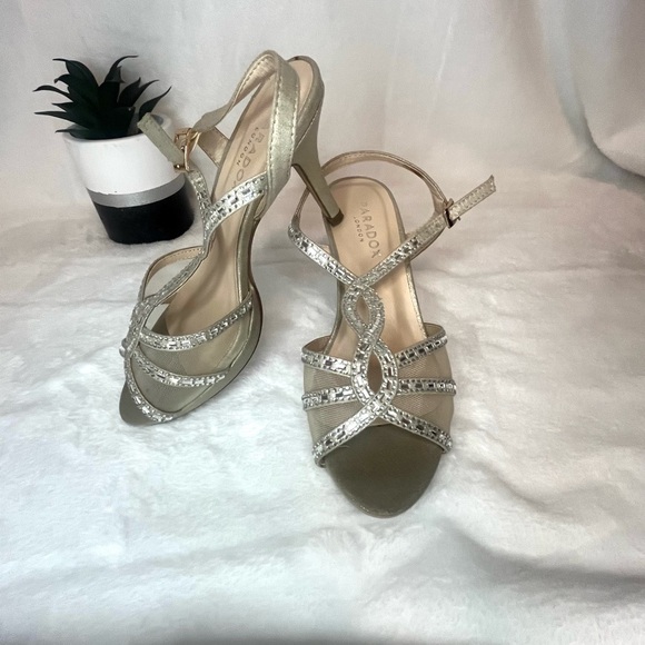 Paradox London Estelle Strappy Heels Women's Size 5 champagne - Picture 4 of 7